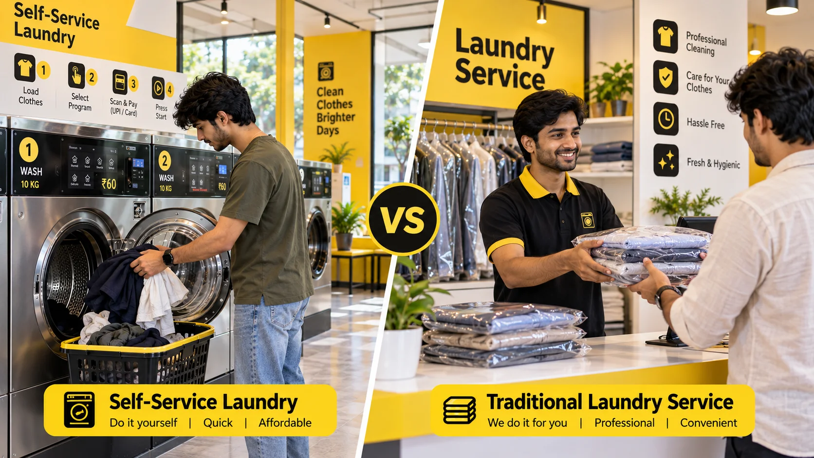 Self-Service Laundry vs Traditional Laundry: What's the Difference? - Wash Kiya