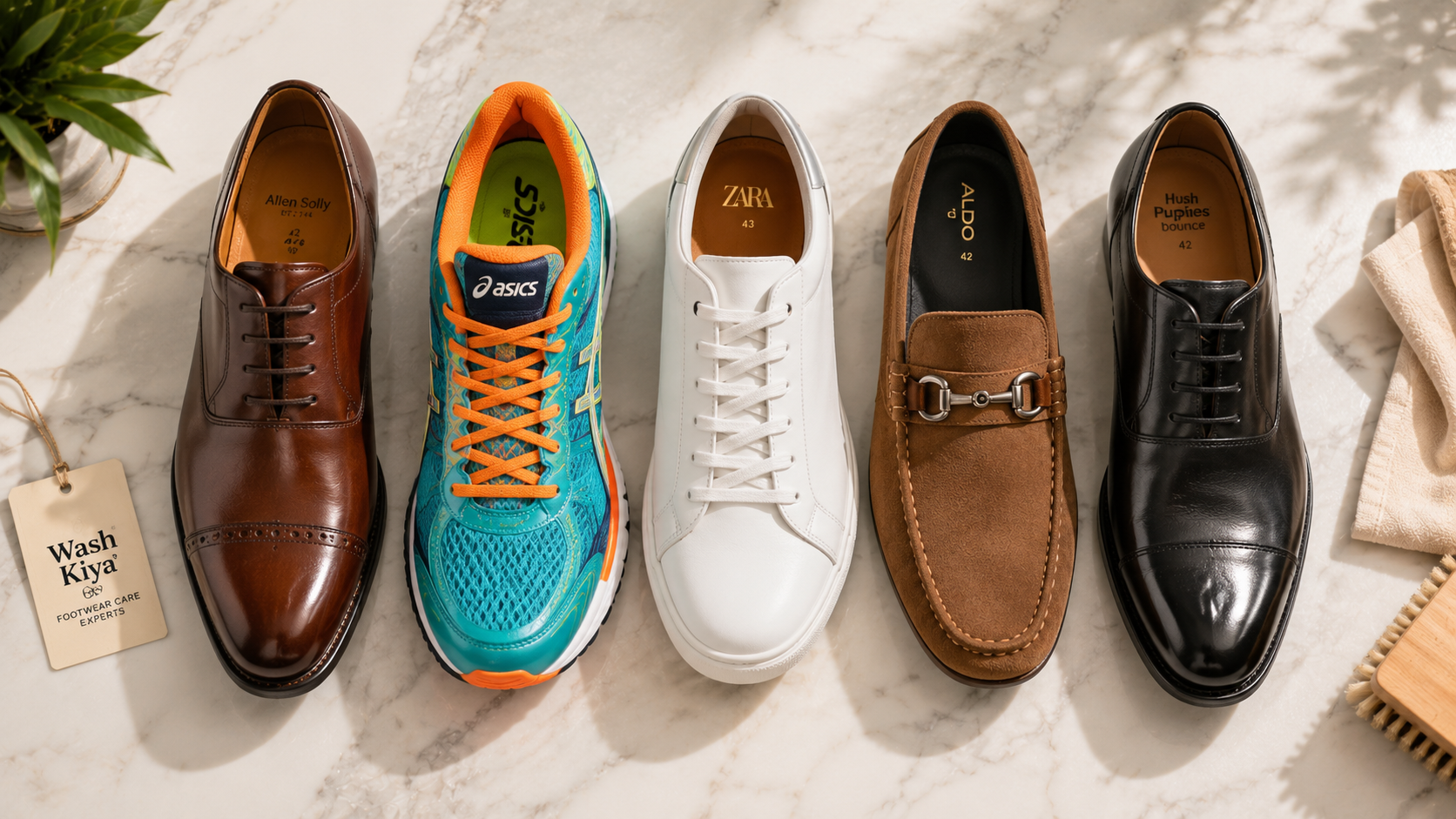 Professional shoe cleaning service by Wash Kiya - India's No. 1 laundry franchise for sneaker and leather shoe care