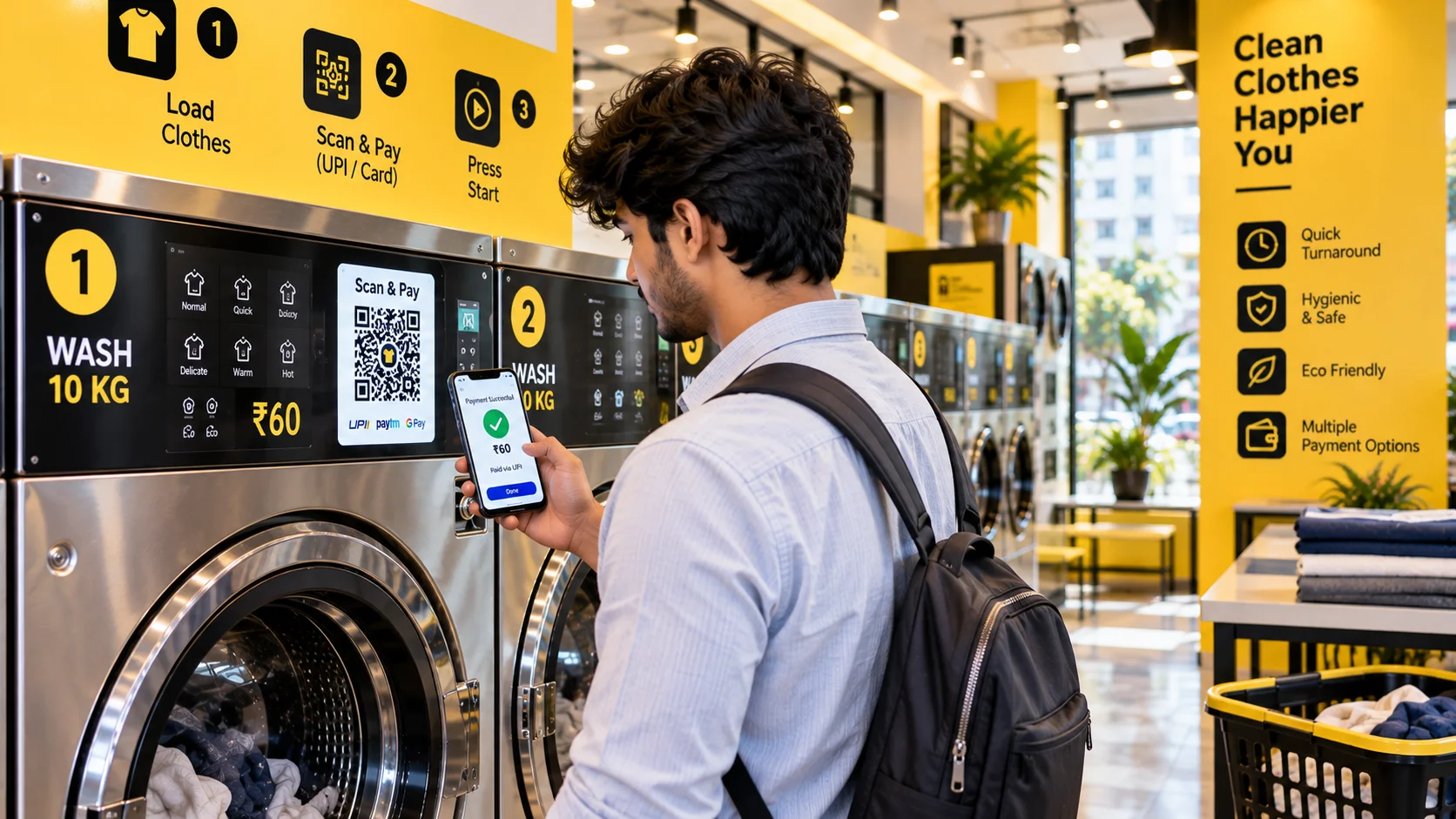 Scan & Pay Laundry: The Future of Cashless Laundry Services - Wash Kiya
